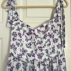 Wayf White & Lavender Maxi Dress with Purple Ditsy Floral Print